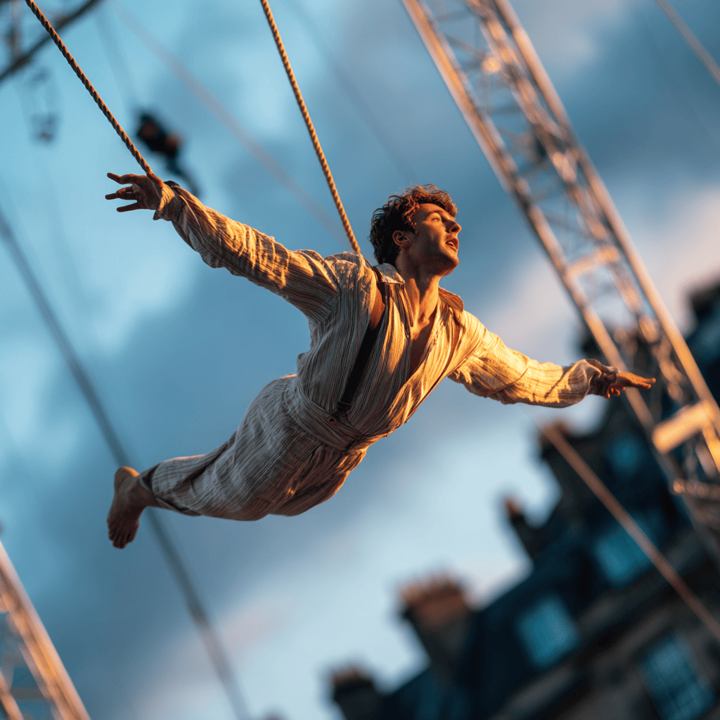 Spectacular circus performance with acrobatics